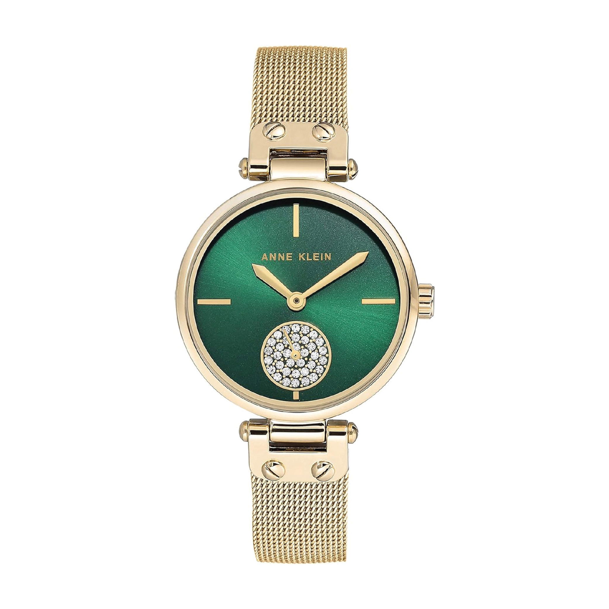 Anne Klein Women's Green Dial Mesh Bracelet Watch